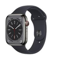 Apple Watch (Series 8) 2022 GPS 45 mm - Acero inoxidable Gris - Correa deportiva Negro