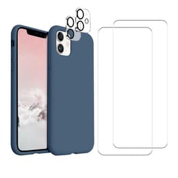 Funda iPhone 11 y 2 protectores de pantalla - Silicona - Azul