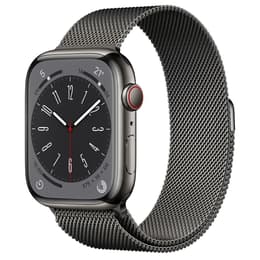 Apple Watch Series 8 (2022) GPS + Cellular 41 mm - Acero inoxidable Plata - Pulsera Milanese Loop Negro