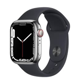 Apple Watch Series 7 (2021) GPS + Cellular 41 mm - Acero inoxidable Plata - Correa deportiva Negro