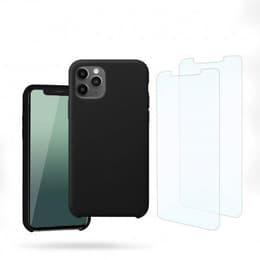 Funda iPhone 11 Pro Max y 2 protectores de pantalla - Silicona - Negro