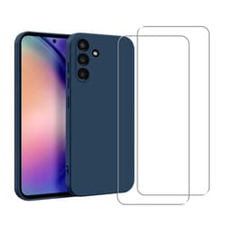 Funda Galaxy A54 y 2 protectores de pantalla - Silicona - Azul