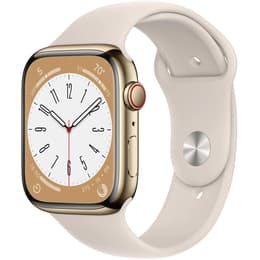 Apple Watch Series 8 (2022) GPS + Cellular 41 mm - Acero inoxidable Oro - Correa deportiva Blanco estrella