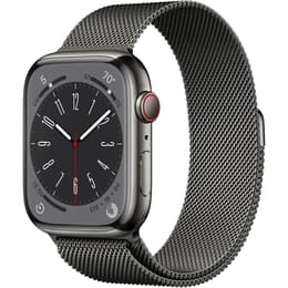 Apple Watch Series 8 (2022) GPS + Cellular 45 mm - Acero inoxidable Plata - Pulsera Milanese Loop Negro