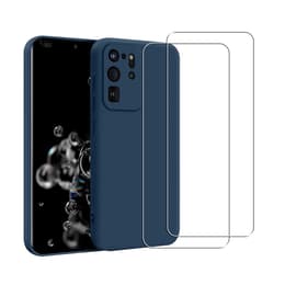 Funda Galaxy S20 Ultra 5G y 2 protectores de pantalla - Silicona - Azul